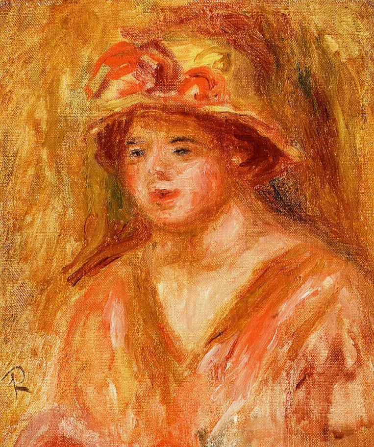 Bust of a young girl in a straw hat 1917